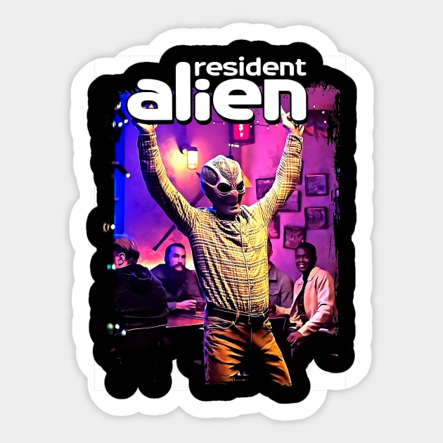 resident alien vintage Sticker by ernestbrooks